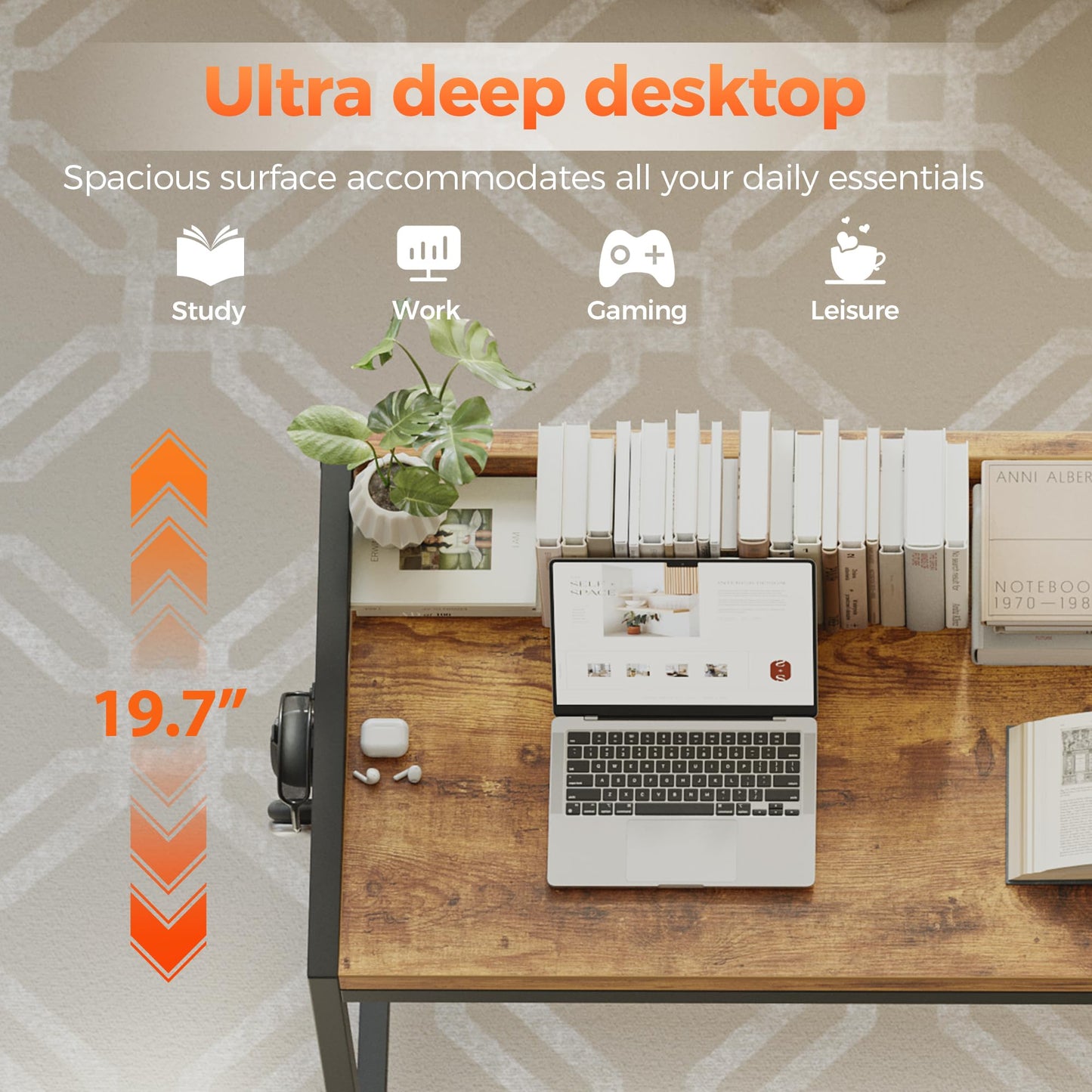 Mericonia 32 inch Rolling Computer Desk with Wheels, Gaming Desk for Small Spaces, Modern Simple Style Table for Home Office, Study Writing Table