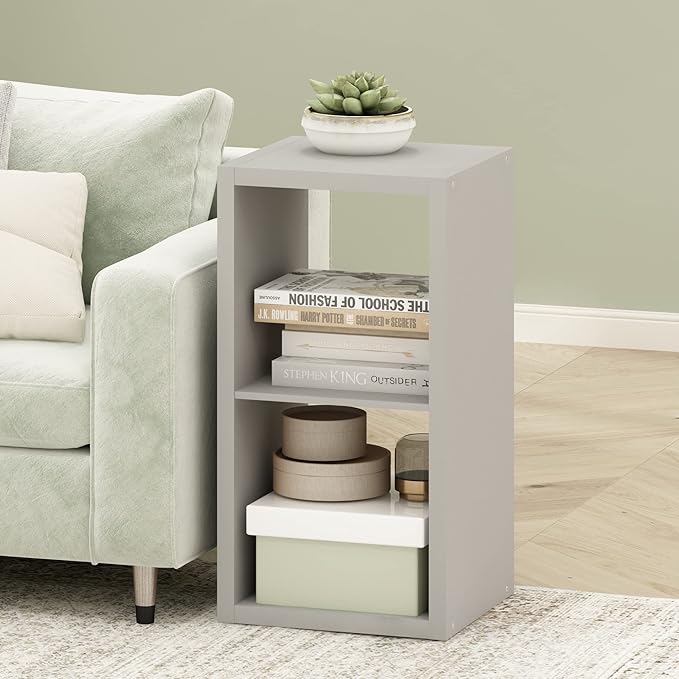 Furinno Cubicle Open Back Decorative Cube Storage Organizer, Light Grey