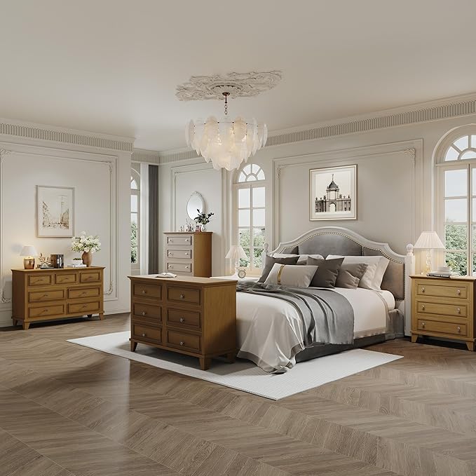 IDEALHOUSE 5 Drawer Dresser, Wooden Storage Chest of Drawers