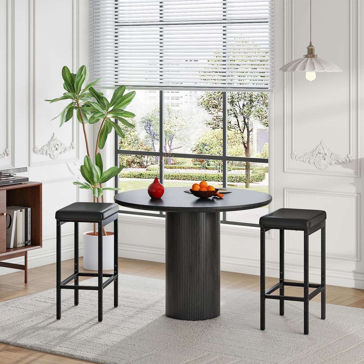 HOOBRO Bar Stools, Set of 2 Bar Chairs, 24.8-Inch Height Stools, Breakfast Bar Stools, Kitchen Stools, 2" Thick Upholstery, for Kitchen, Dining Room, Cafe, Bar Counter, Black BB21BY01