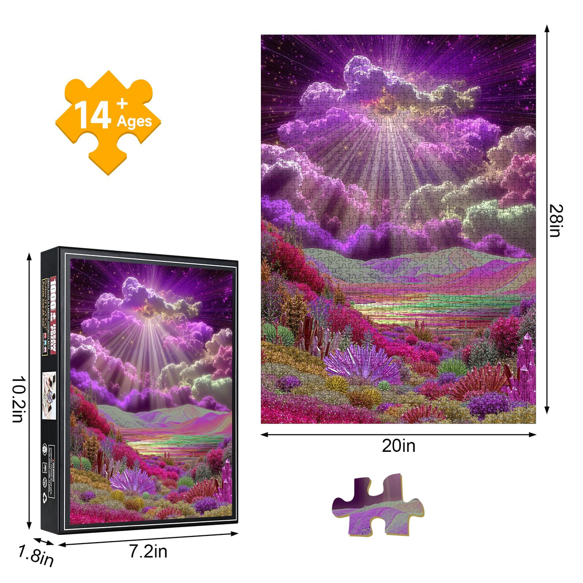 1000 Piece Jigsaw Puzzle, Magical Purple Crystal Fantasy Landscape