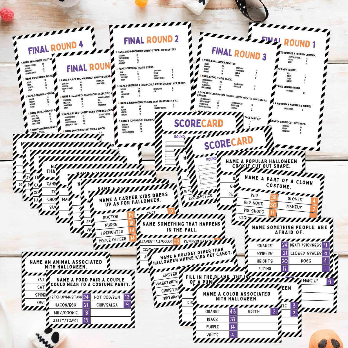 Humyoun Halloween Party Friendly Feud Game with 2 Answer Buzzers, Team Building Feud Cards for Holiday Game Night Fun Trivia Quiz for Groups Office Class