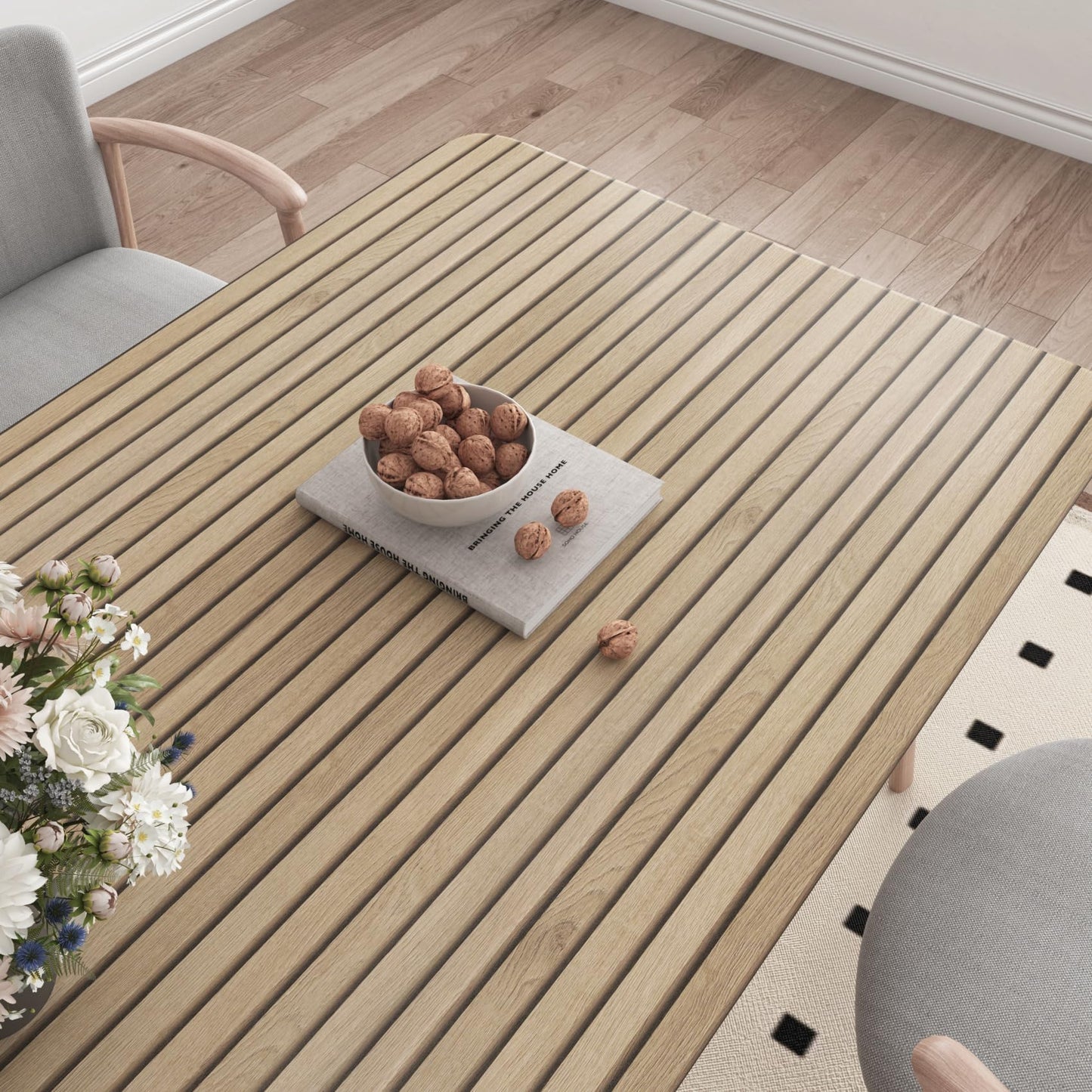 HelloWall 17.7x317 Slats Wood Wallpaper Peel and Stick Wood Slat Contact Paper Slat Wall Panel Peel and Stick for Table Removable Wooden Wallpaper Waterproof Self Adhesive Wall Paper for Accent Walls