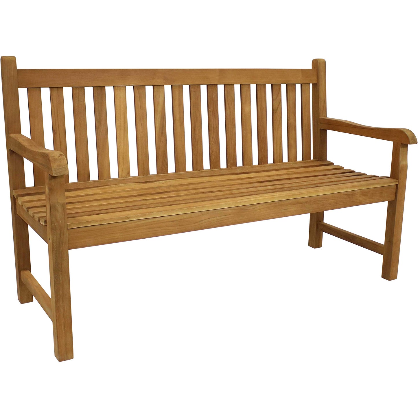 Sunnydaze Teak Mission Style 2-Person Outdoor Bench and Outdoor Coffee Table