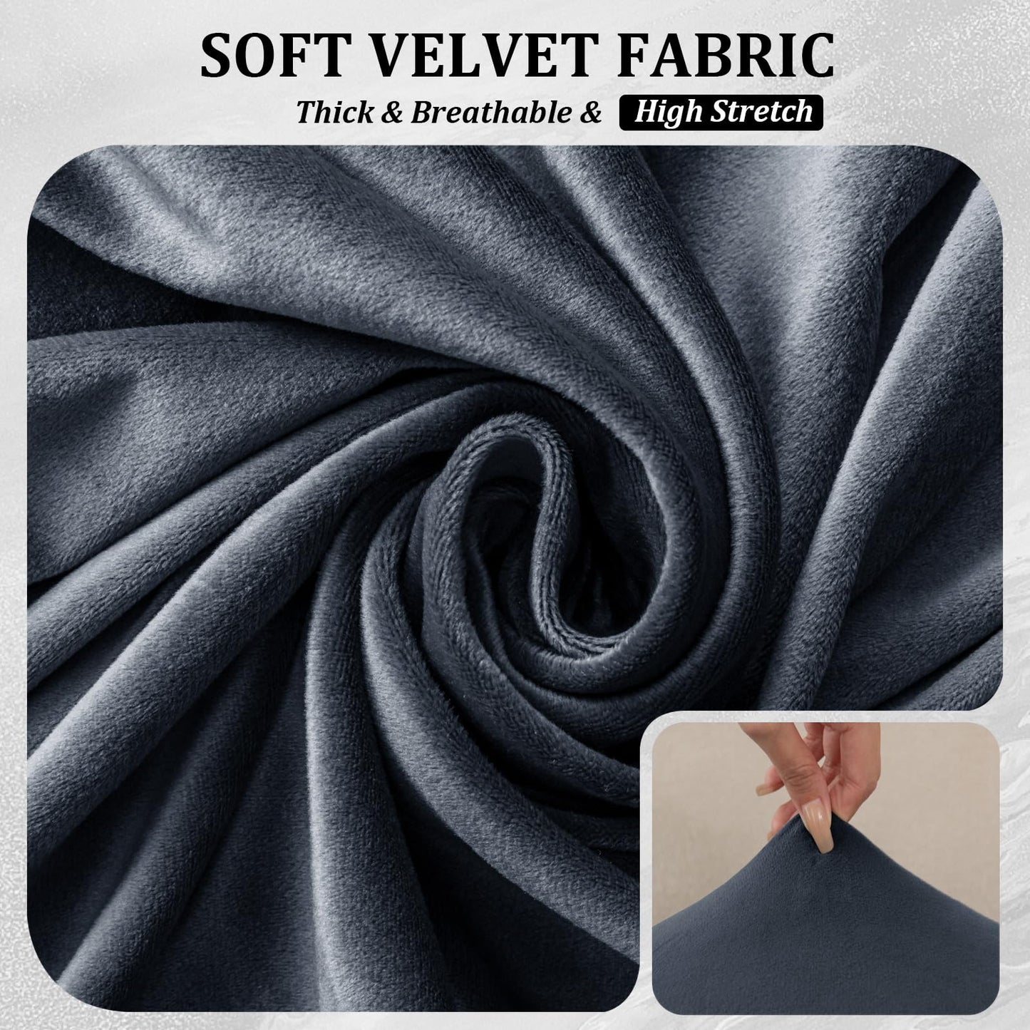 10 Pieces Sofa Cushion Covers for U-Shaped Modular Sectional Couch with 4 Seat+4 Back+2 Arms, Stretch Velvet Upholstered Covers for Sofa Bed with Deep Double Chaise (Dark grey,Universal (10 Pieces))