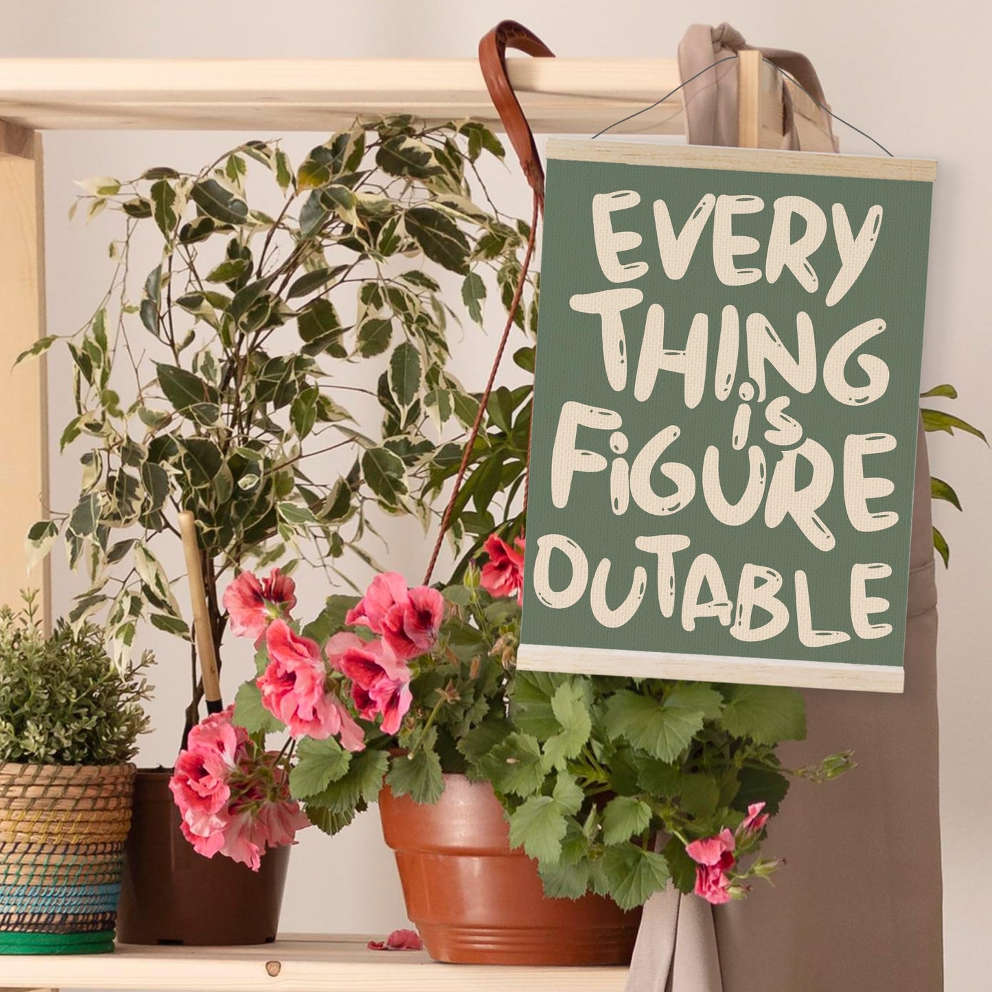 YQDEJ Everything is Figureoutable Inspirational Wall Art Poster Hanger Frame, Positive Affirmations Wall Decor, Motivational Wall Art for Home Office Classroom, 12x16 Inch