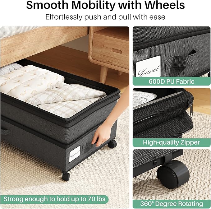 Kitstorack 4 Pack Height-adjustable Under Bed Storage