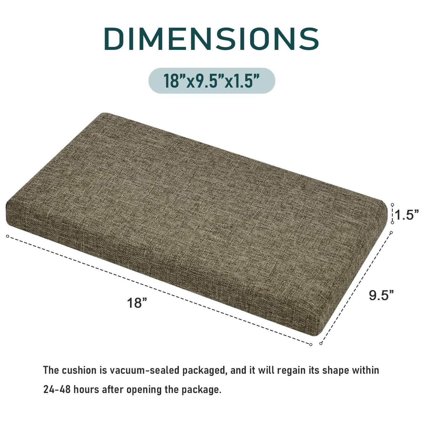 baibu Set of 2 Memory Foam Rectangle Bench Stool Cushion, Dual-Layer Design Non-Slip Saddle Stool Pads Bar Stool Cushion with Machine Washable Cover - Only 2 Pads (Brown, 18x9.5x1.5in)