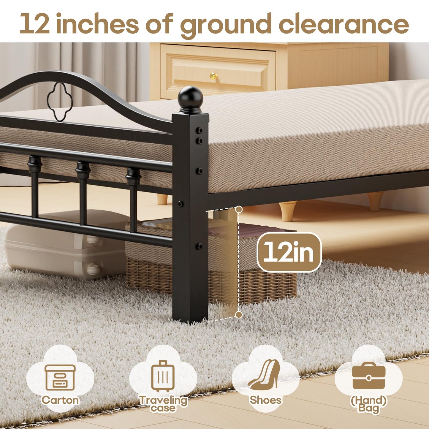 Slumber Haven Twin Bed Frame with Vintage Headboard