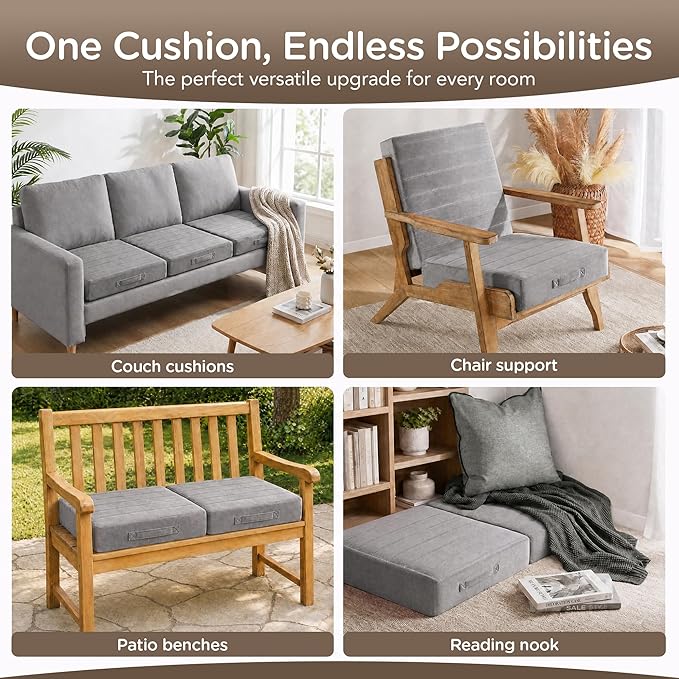 Codi Thick Replacement Couch Cushions 2 Sets, Upholstery Foam