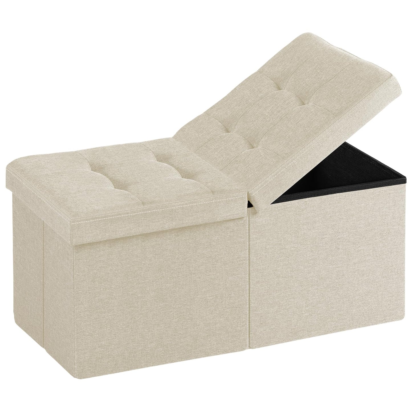 Snuvid 30-INCH Ottoman with Storage, Footrest Storage Bench, End of Bed Bench Coffee Table for Living Room, Bedroom, Entryway (Beige)