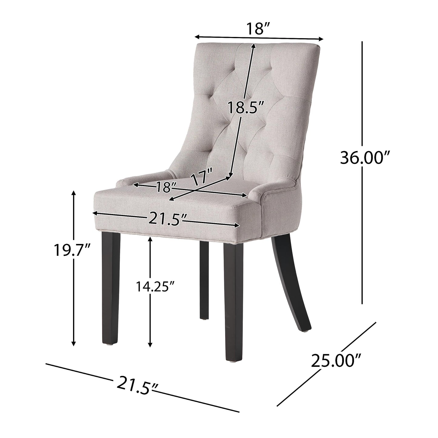 Christopher Knight Home Hayden Fabric Dining Chairs, 2-Pcs Set,Polyester, Light Grey
