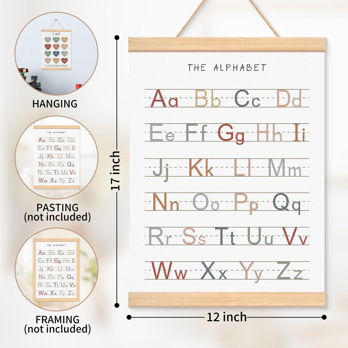EliteSign Educational Preschool Learning Posters, Animal Alphabet Numbers Poster for Toddlers, ABC Banner Wall Hanging Decor for Classroom Playroom Nursery Kids Room, 12x17 Inch Set of 2