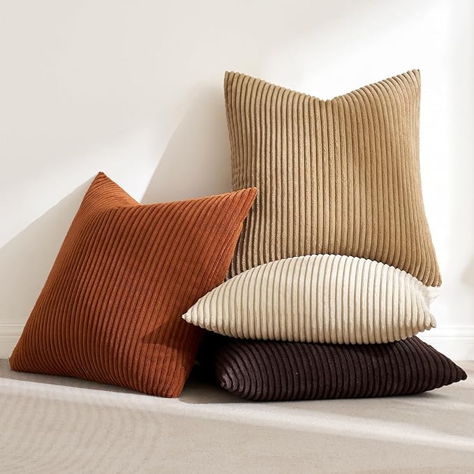 MIULEE Boho Farmhouse Throw Pillow Covers 18x18 Inch Set of 4 Rustic Mordern