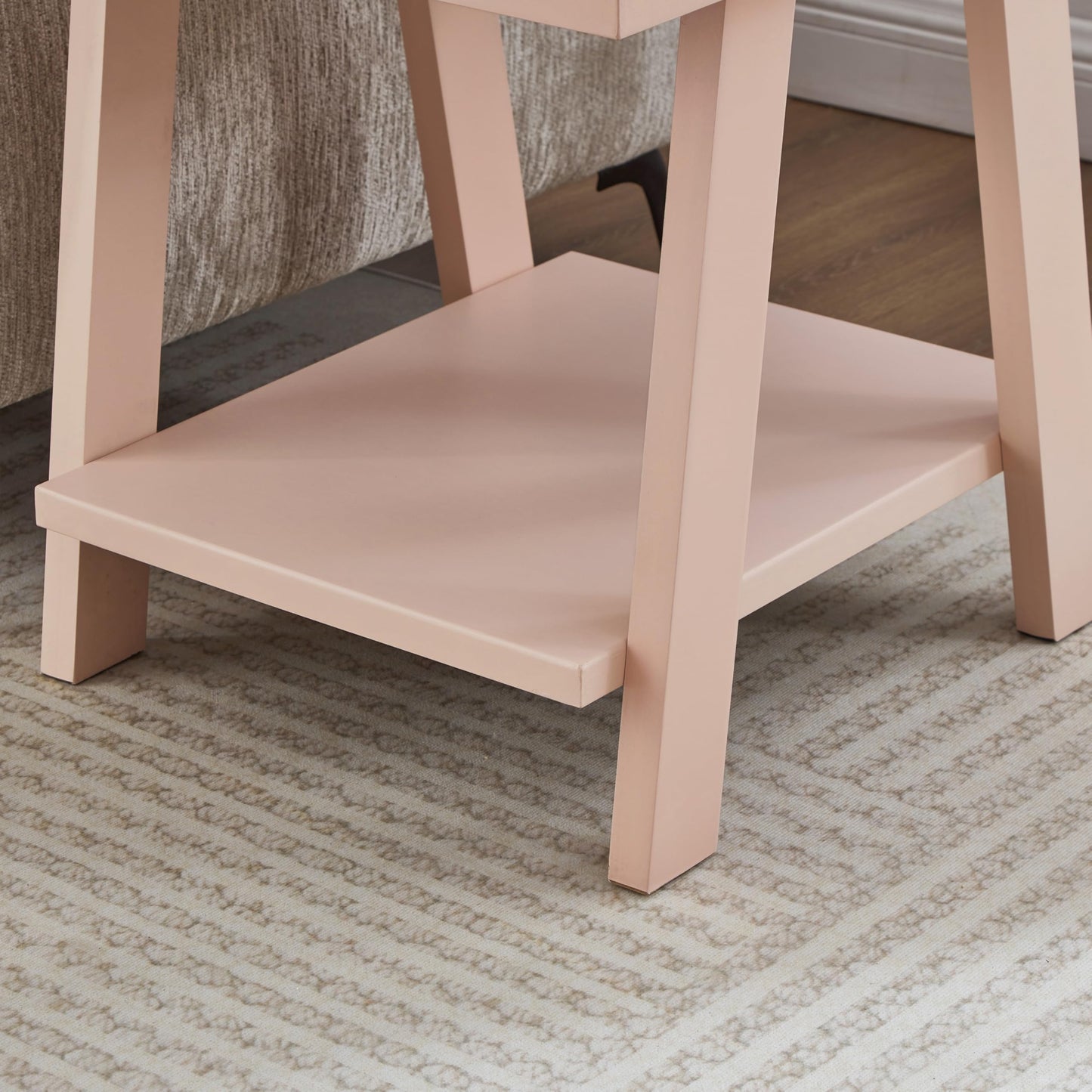Roundhill Furniture Athens Contemporary Wood Shelf End Table in Pink