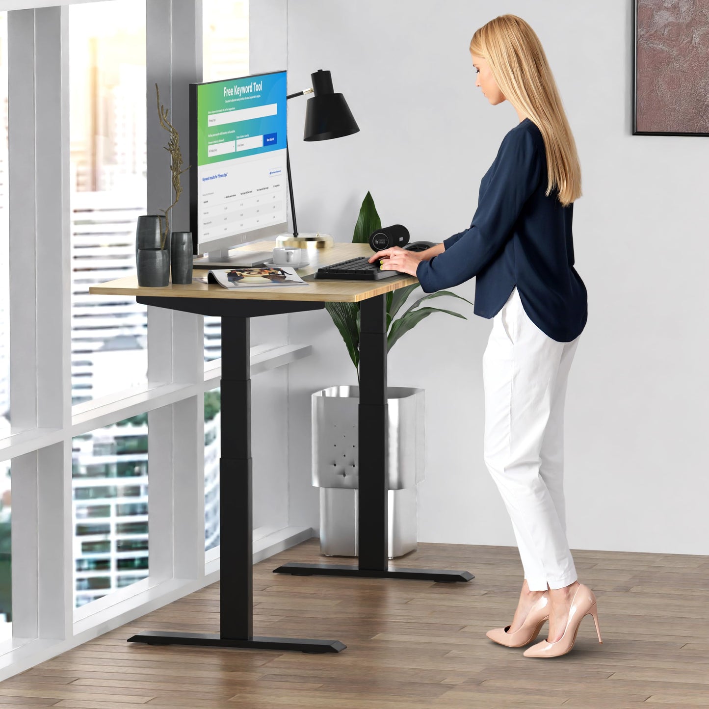 Rise Up Standing Desk Legs, Adjustable Standing Desk Frame Dual Motor w/Memory, Electric Frame Base Height Desktop Table, Sit Stand Electric Table Legs