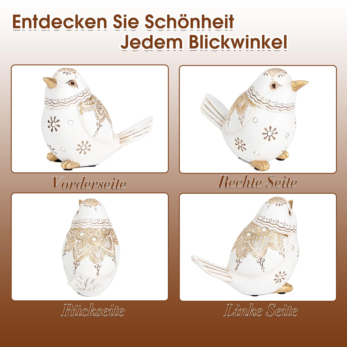 Xintim Bird Statue for Home Decor Accents Boho White Bird Figurines for Shelf Living Room Bedroom Centerpiece Table, Decorative Birds Sculpture, Animal Decor Gifts for Bird Lovers, Women