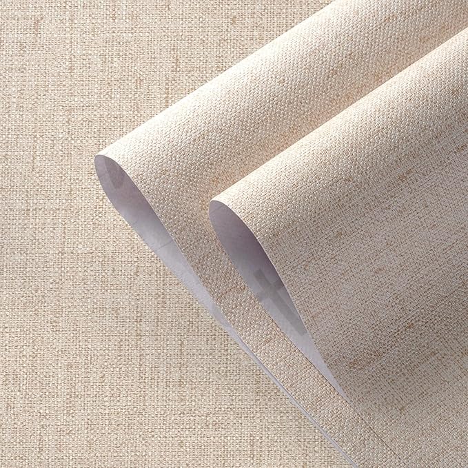 Beige Grasscloth Wallpaper Peel and Stick Textured Self Adhesive Linen Contact