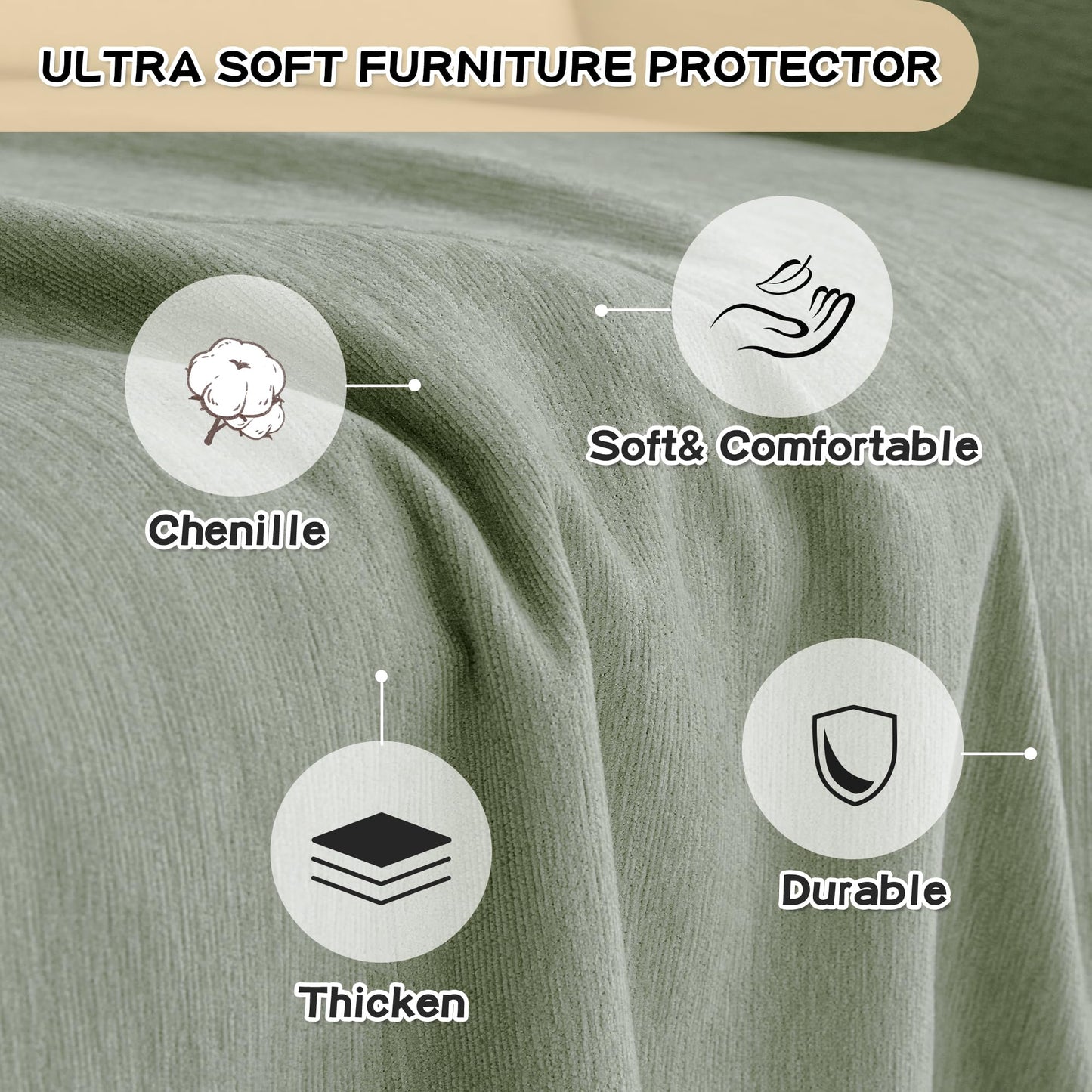 MYSKY HOME Sectional Slipcover Furniture Protector, Couch Cover for Sofa — 2 Pieces Sofa Cover for L Shape Sofa for Pet, Kid, Blanket for 3-4 Cushion Couch (71"x118"+91"x134", Sage Green)