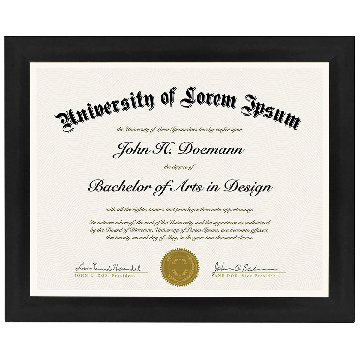 Americanflat 8.5x11 Diploma Frame with Shatter-Resistant Glass - Document Frames with Engineered Wood - Legacy Collection - Certificate Frame for Tabletop and Wall Display - Black