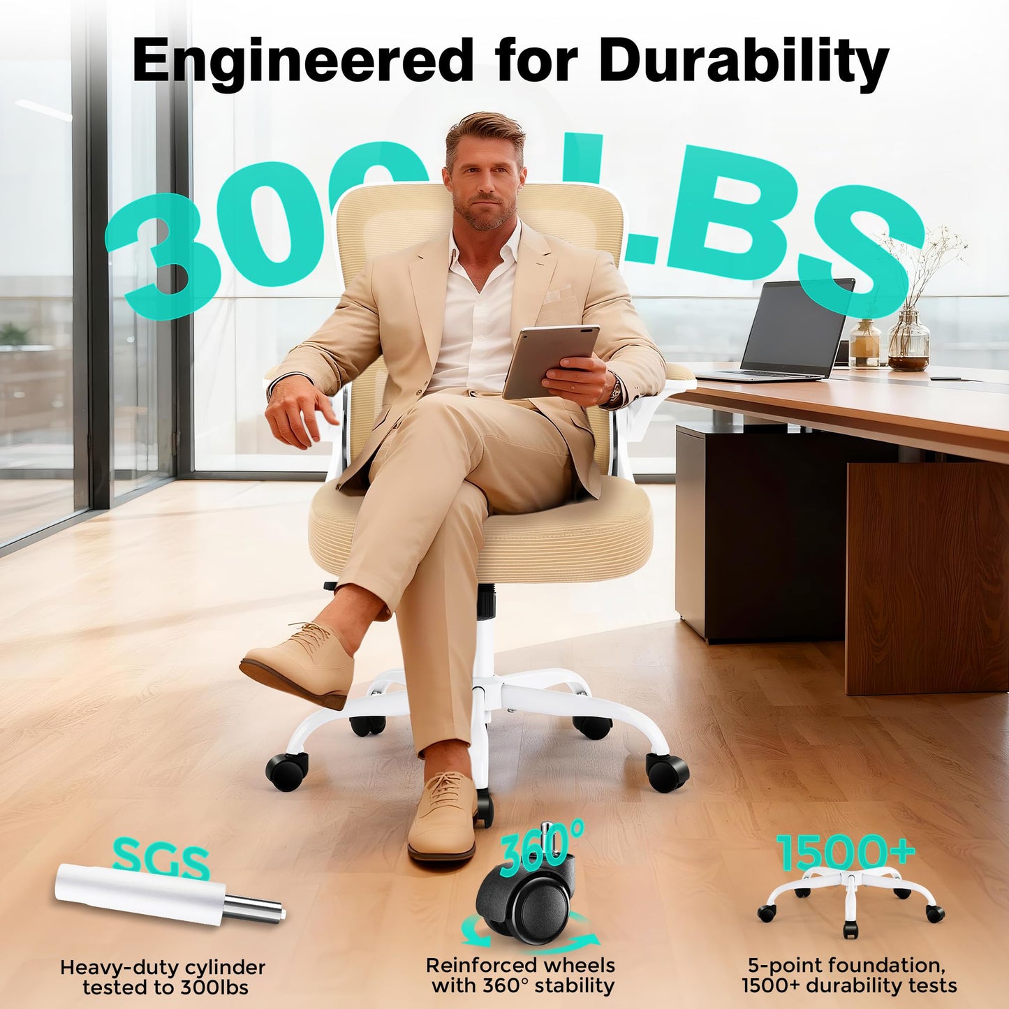 AreShark Office Chair - Ergonomic Breathable Mesh Desk Chair with Adjustable Lumbar Support and Flip-up Armrests - Executive High Back Rolling Swivel Comfortable Computer Gaming Chair for Home Office
