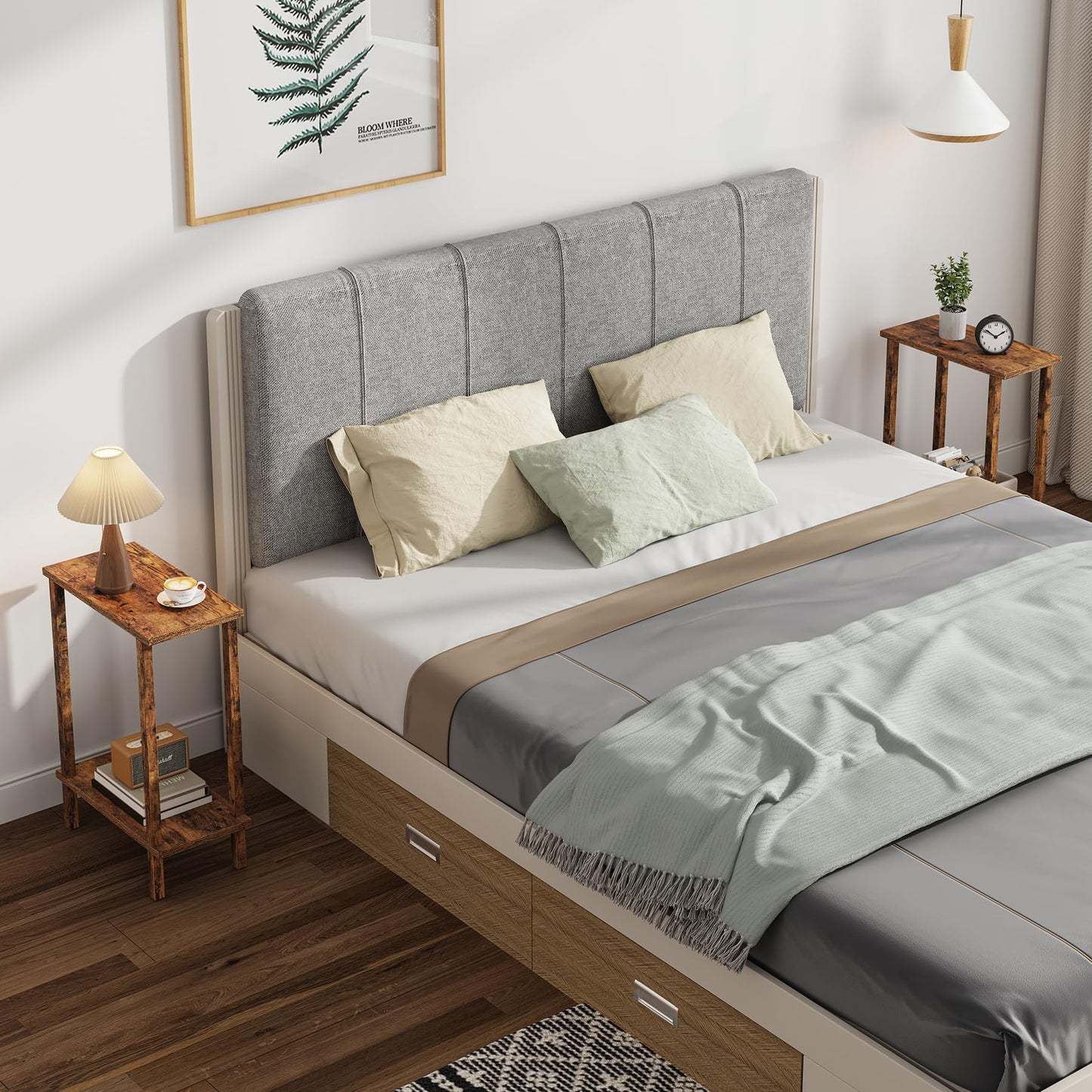TUTOTAK Small Side Table, Narrow End Table, Skinny Sofa Table, Slim Nightstand, Couch Table, Living Room, Bed Room, Pure Brown TB01BB062C