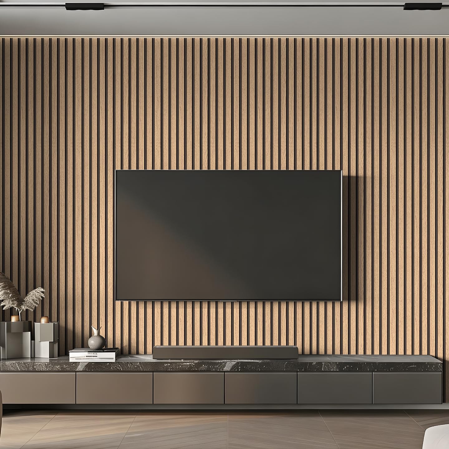 myforHD Wallpaper Peel and Stick Wood Grating Stripe Self-Adhesive Wallpaper Faux Wood Contact Paper Wood Slats Self Adhesive Wall Paper PVC Vinyl Film Removable Waterproof 17.3" x 118"