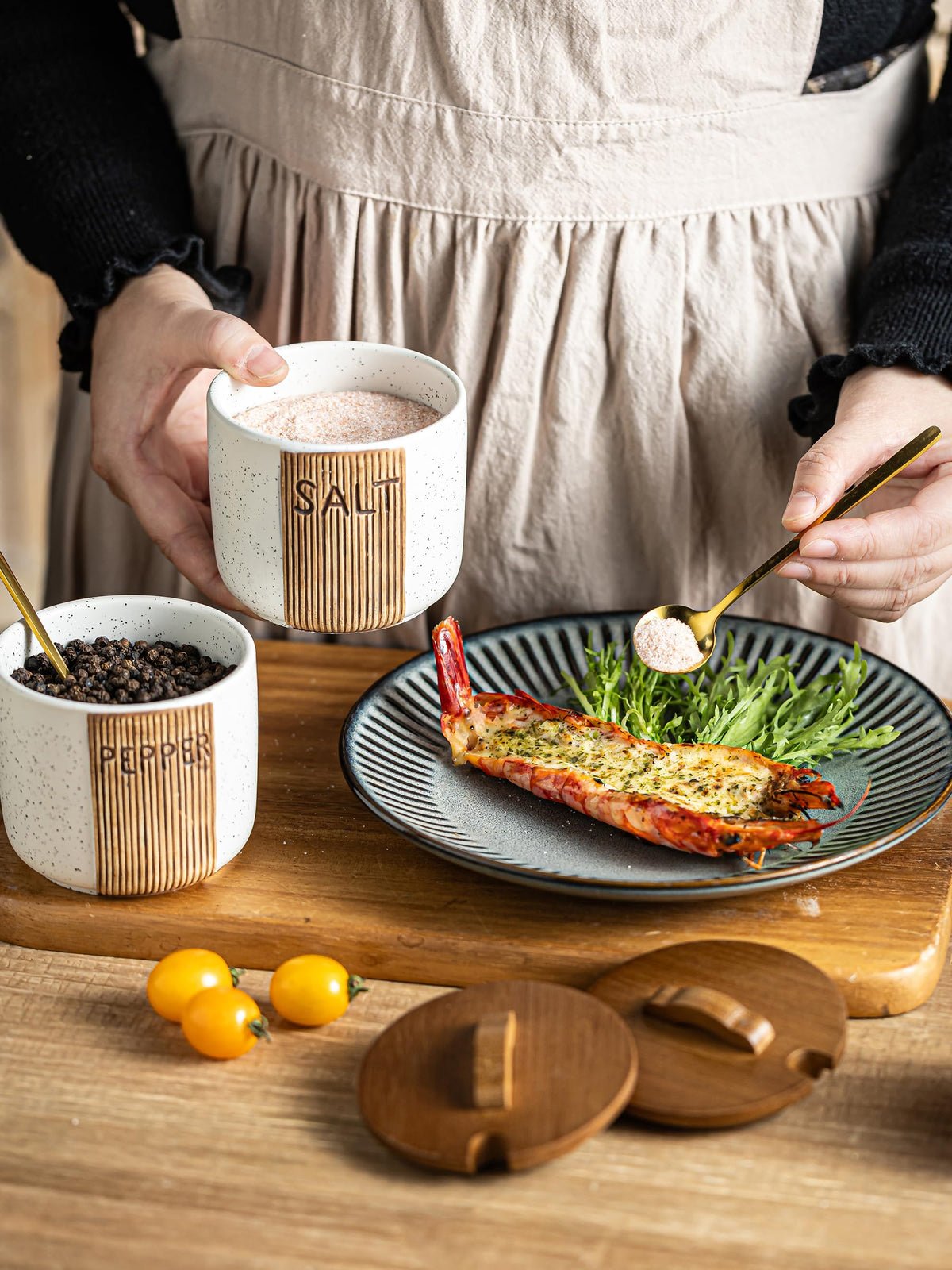 YHOJOY Ceramic Salt and Pepper Bowl, 10 Oz Salt Containers for Countertop
