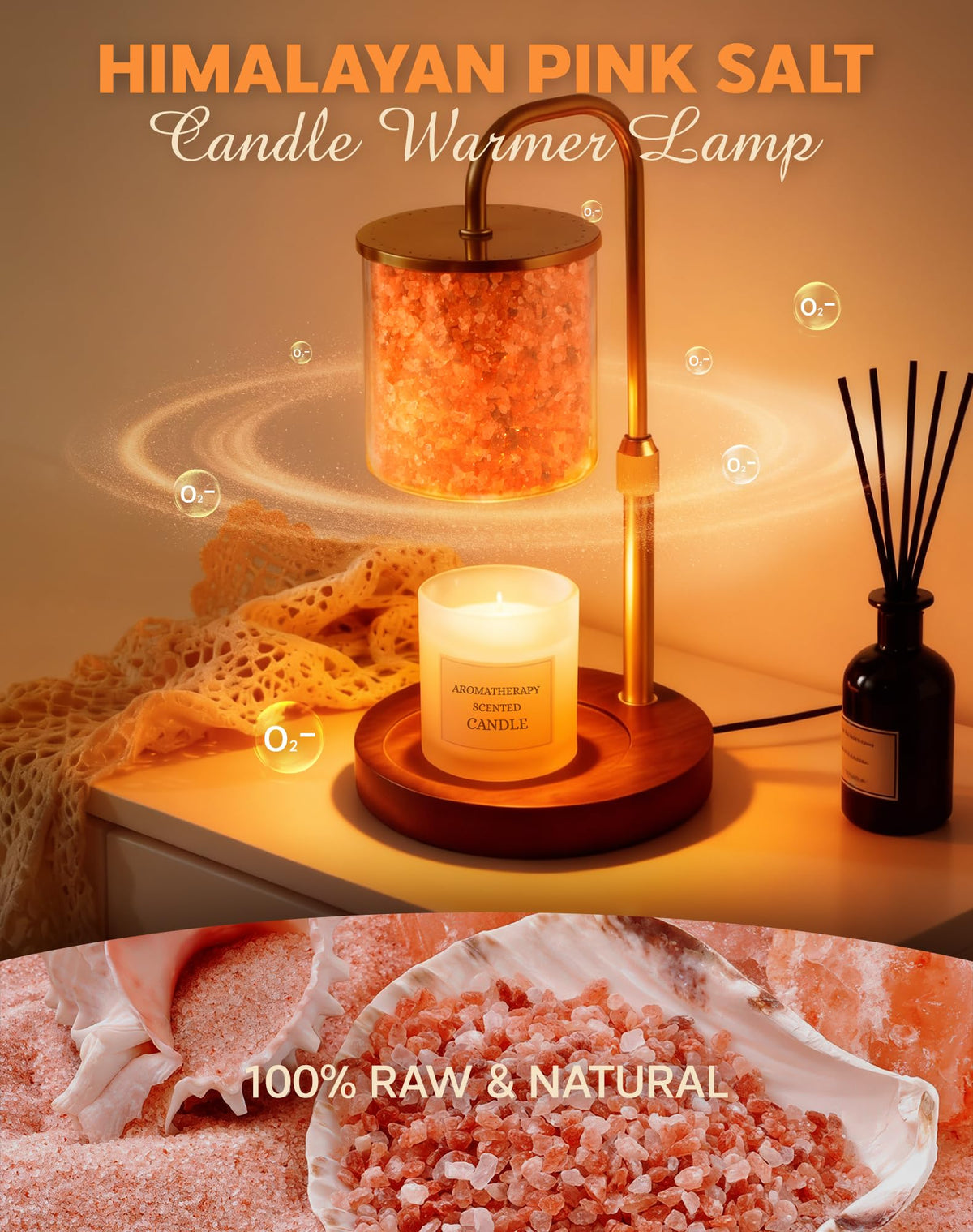 ARVIDSSON Candle Warmer Lamp with Himalayan Pink Salt, Timer & Dimmable Candle Warmer for Jar Candles, Birthday Gifts for Women Mom, House Warming Gifts, Candle Lamp Warmer for Home Decor