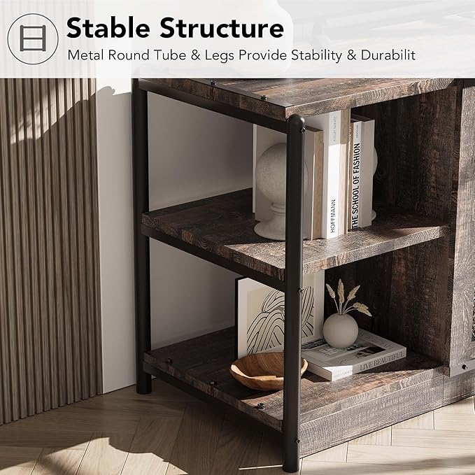 GarveeHome TV Stand for 65+ Inch TV, Rustic Entertainment Center TV Media