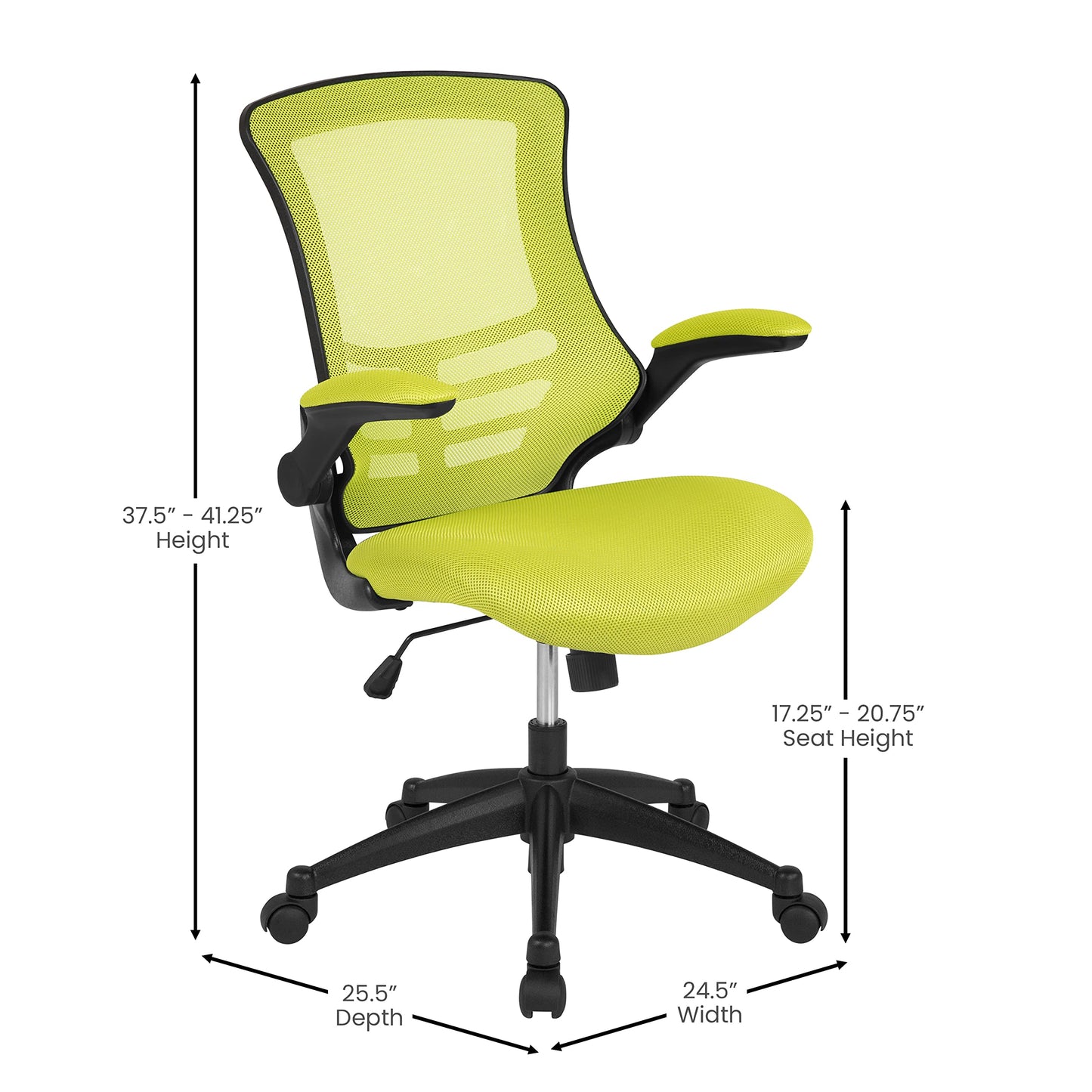 Flash Furniture Kelista Office Chair, Ergonomic, Mid-Back, Green Mesh with Swivel