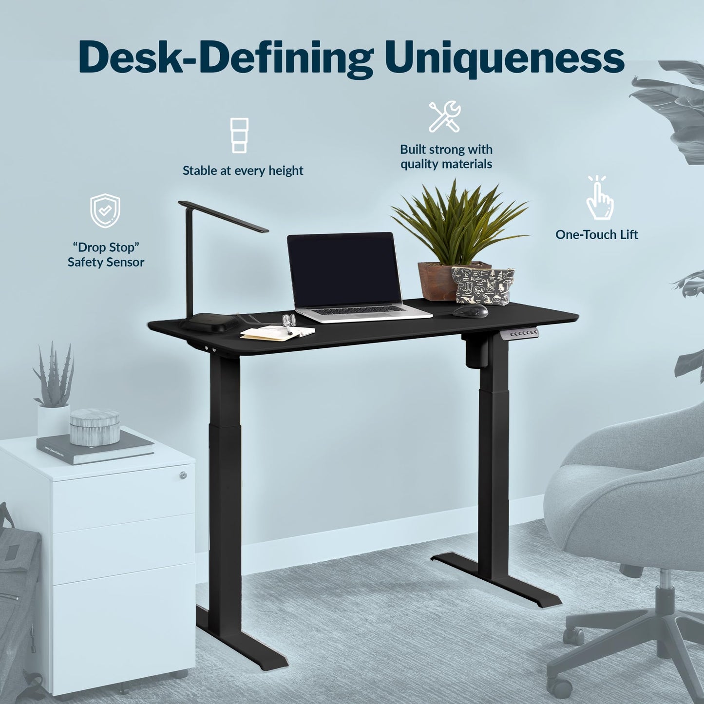 Vari Essential Electric Standing Desk for Home Office – 48x24 - White (Black)
