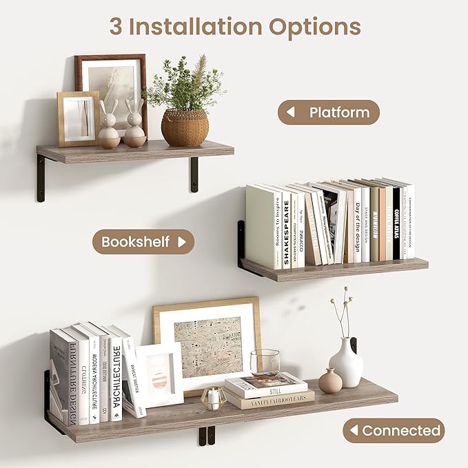 Fun Memories Deep Floating Shelves, 16W x 8D Floating Shelves Set of 2