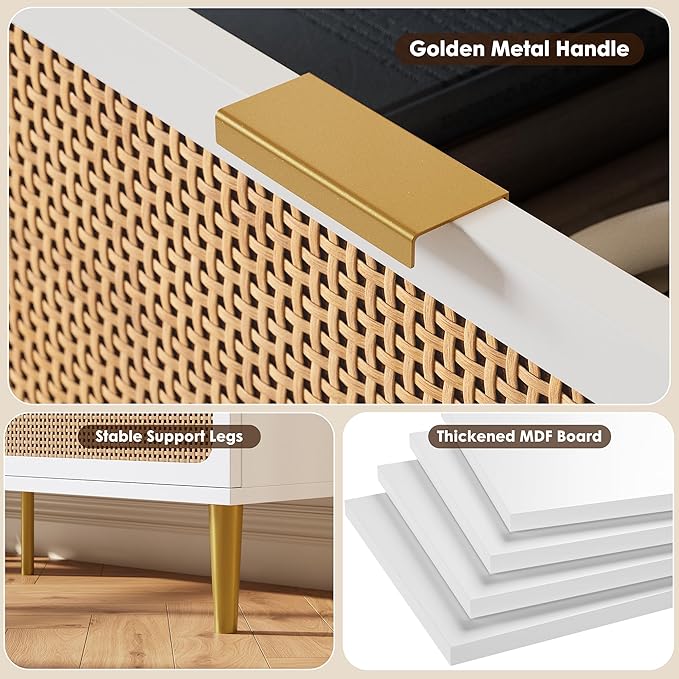 GarveeHome Rattan 6 Drawer Dressers