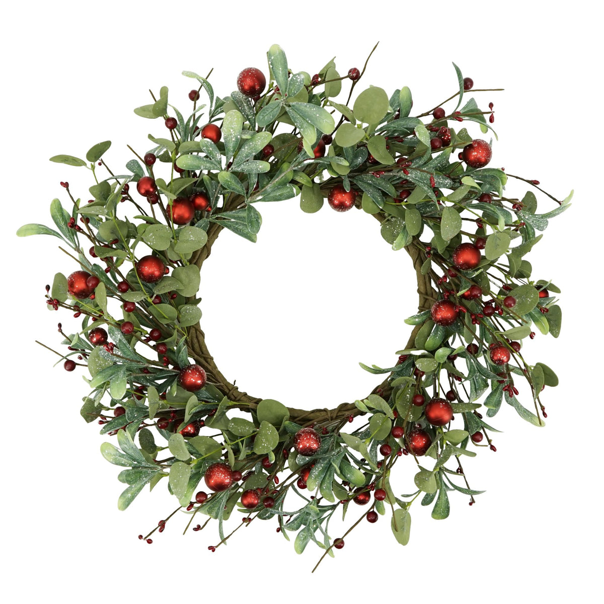 YNYLCHMX 20 Inch Christmas Wreath for Front Door, Winter Wreath with Welcome Sign Eucalyptus leaves Red Berry, Artificial Door Xmas Wreaths for Window Wall Fireplace Farmhouse Holiday Party Decoration
