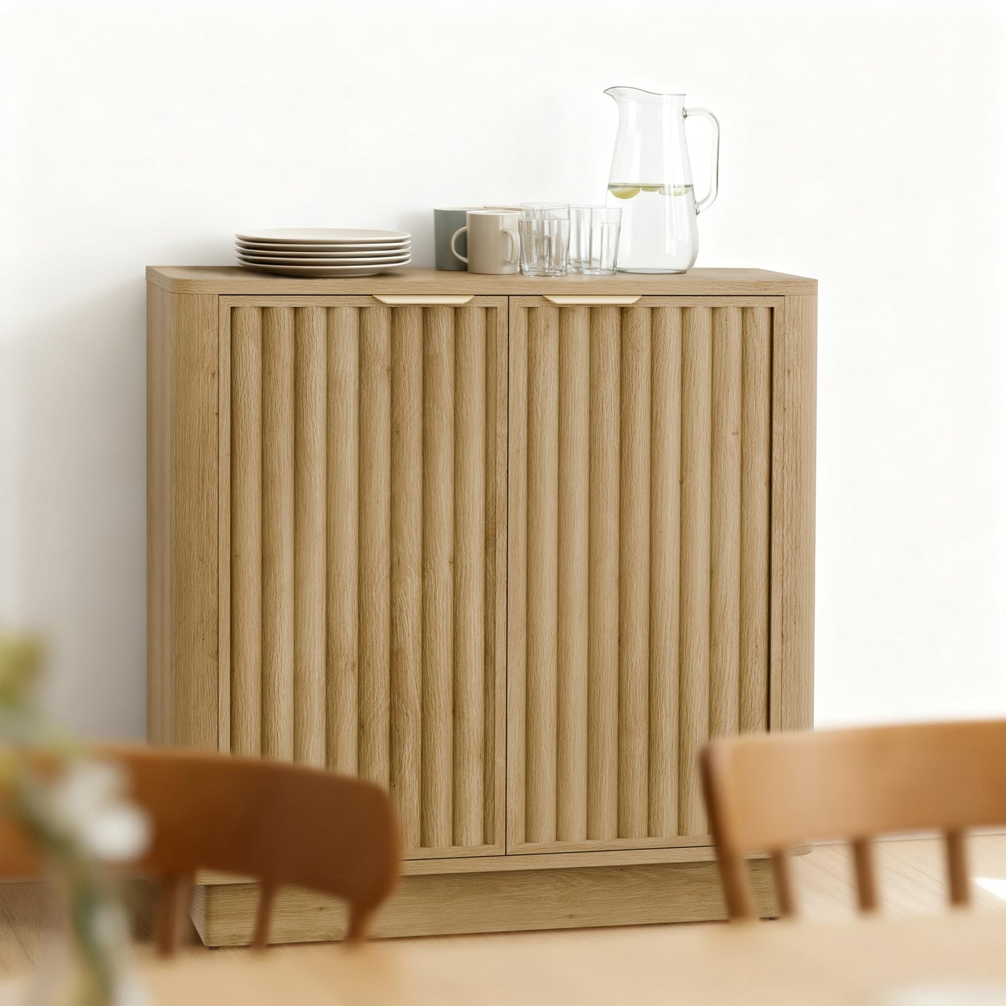 Lab Cosi Buffet Cabinet with Storage,Accent Sideboard with Adjustable Shelves,Fluted Console Table, Modern Credenza for Entryway,Living Room,Dining Room,Kitchen,Natural