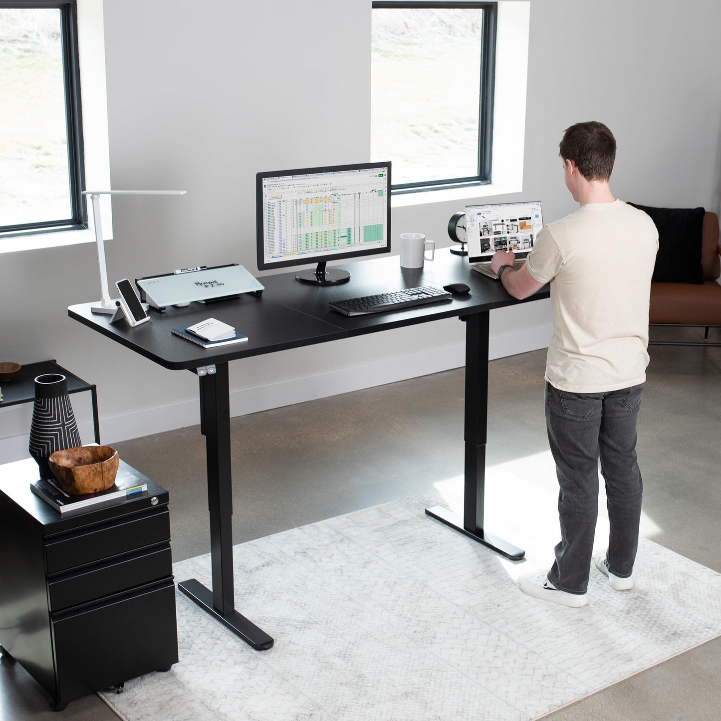 VIVO Electric 71 x 30 inch Stand Up Desk, Height Adjustable, Black Top Black Frame, Home and Office Furniture Sets, DESK-KIT-0B7B