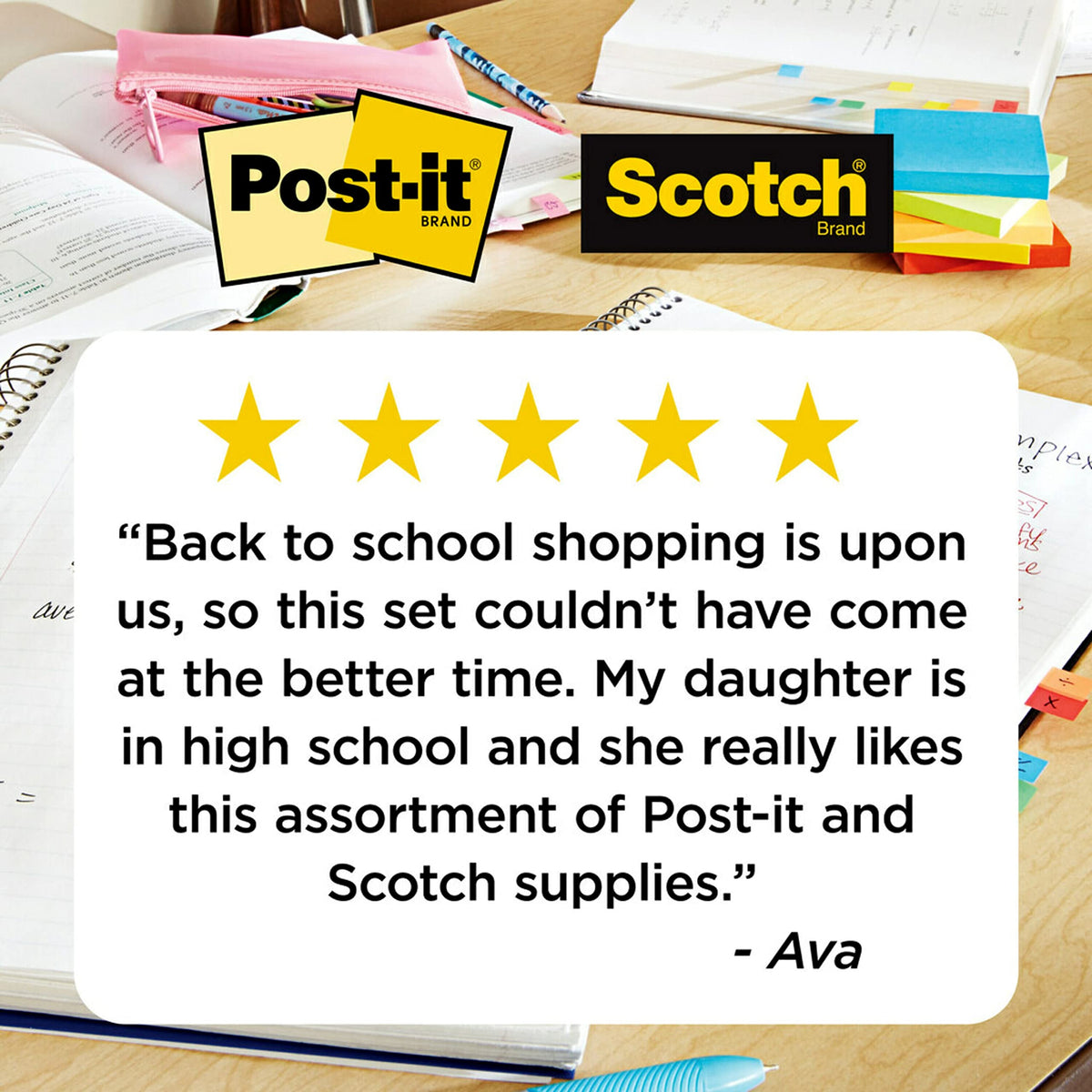 Scotch and Post-it brand office essentials kit, business and teacher supplies set with super sticky notes, super hold tape, magic tape, flags, sharp scissors, multicolor