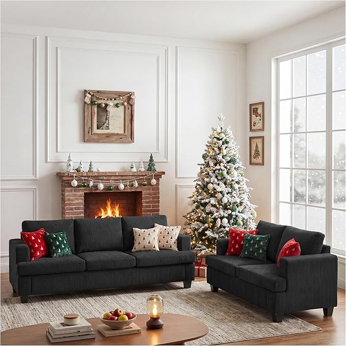 Apicizon Loveseat & 3 Seater Sofa Sets, 2 Piece Modern Sleeper Sofa
