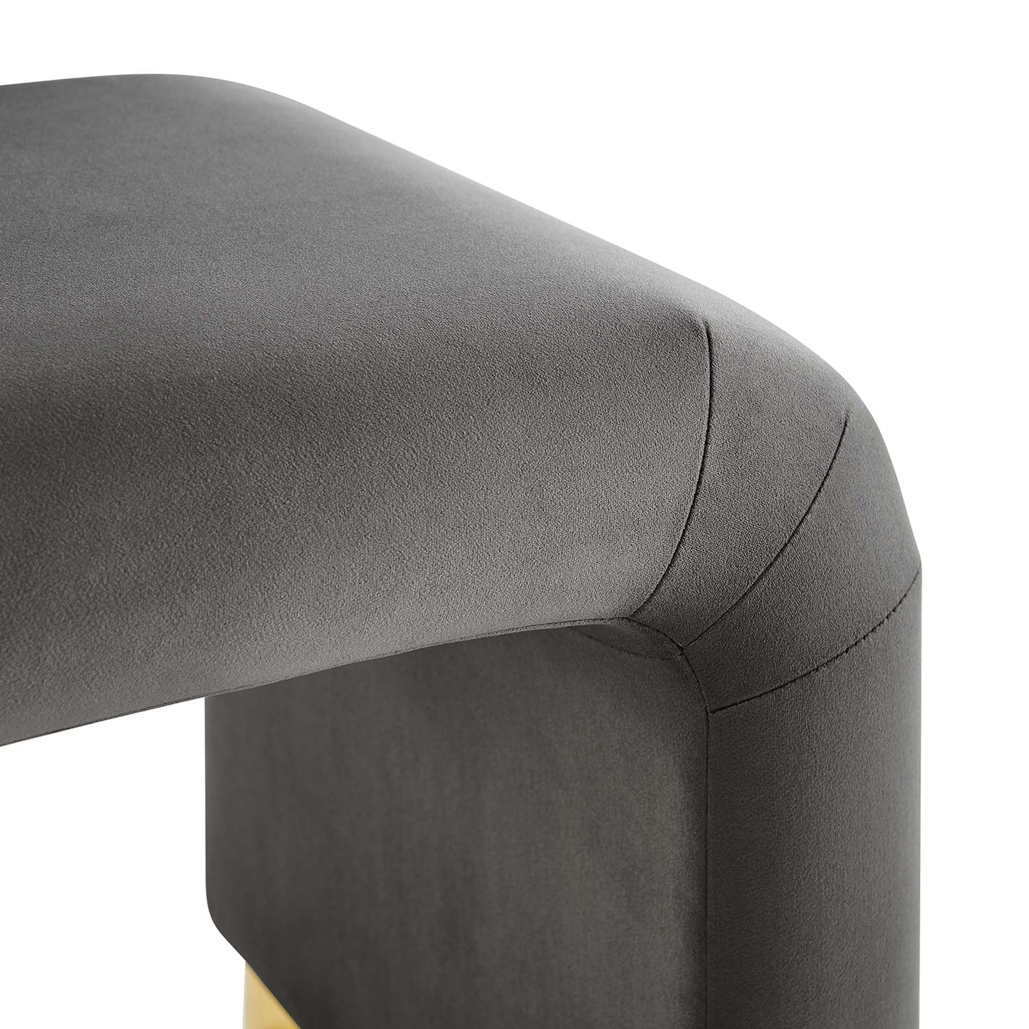 Modway Koda 24" Performance Velvet Upholstered Waterfall Stool or Side Table in Brass Storm Gray, 24 Inches