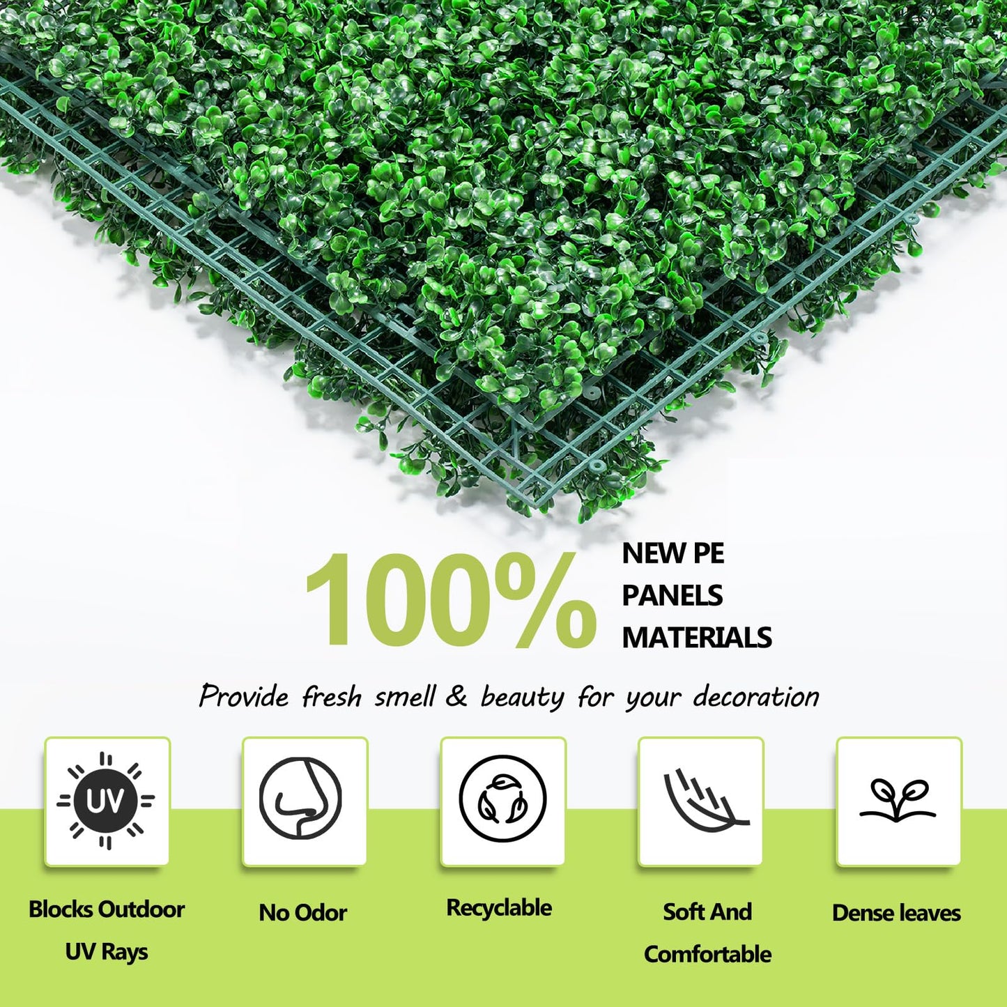 AOKIE 10"X10" Artificial Grass Wall, 12Pcs Boxwood Hedge Wall Panels UV-Anti Grass Backdrop Wall Decor, Greenery Privacy Hedge Screen for Indoor Outdoor Patio Balcony, Party Garden Fence Decor
