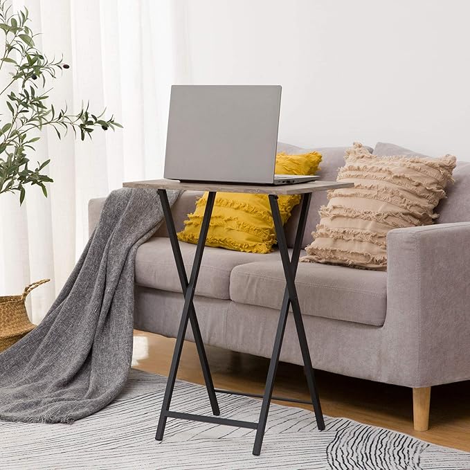 HOOBRO Folding TV Tray Tables, Industrial Snack Tables