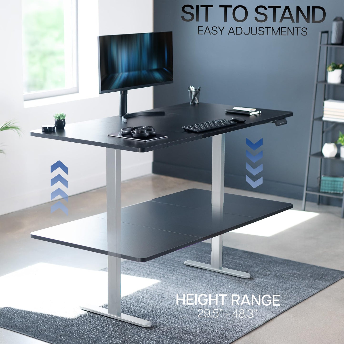 VIVO Electric 71 x 36 inch Standing Desk, Dual Motor Memory Controller Height Adjustment, E2B Series, Black Top Gray Frame, DESK-KIT-E2G7B-36