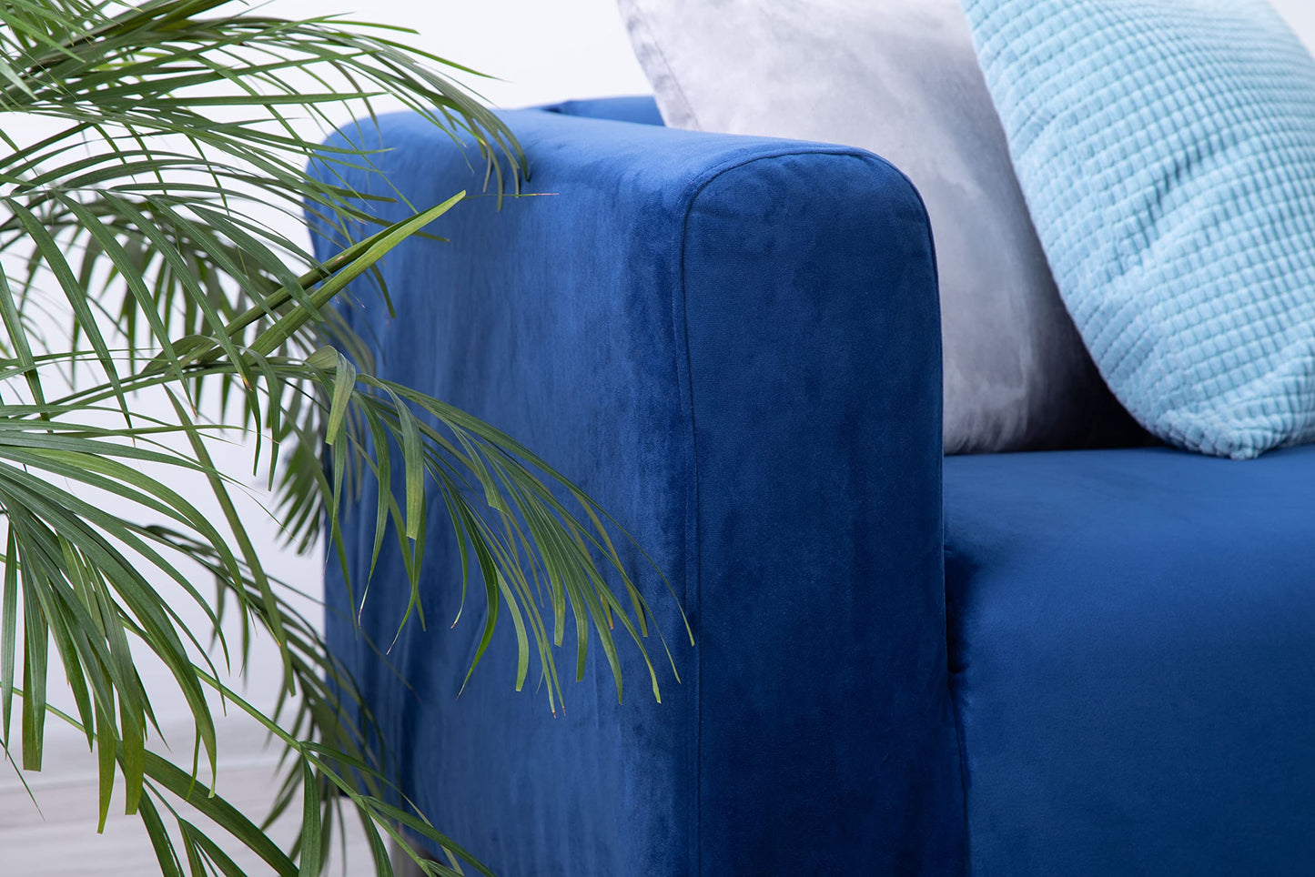 MASTERS OF COVERS Snug Fit Classic Velvet Klippan Loveseat Slipcover for The IKEA 2 Seater Klippan Loveseat Sofa Cover Replacement (Blue, Velvet)