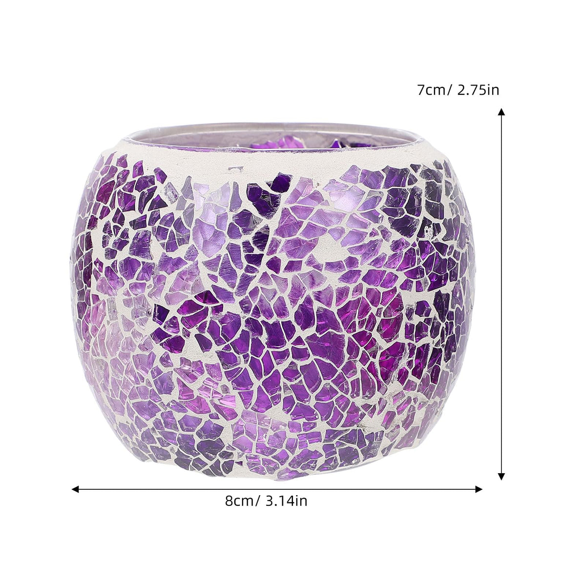 Generic European Style Purple Mosaic Glass Candleholder, Decorative Table Candlestick for Romantic Dinner, Home and Bar Dining Centerpiece