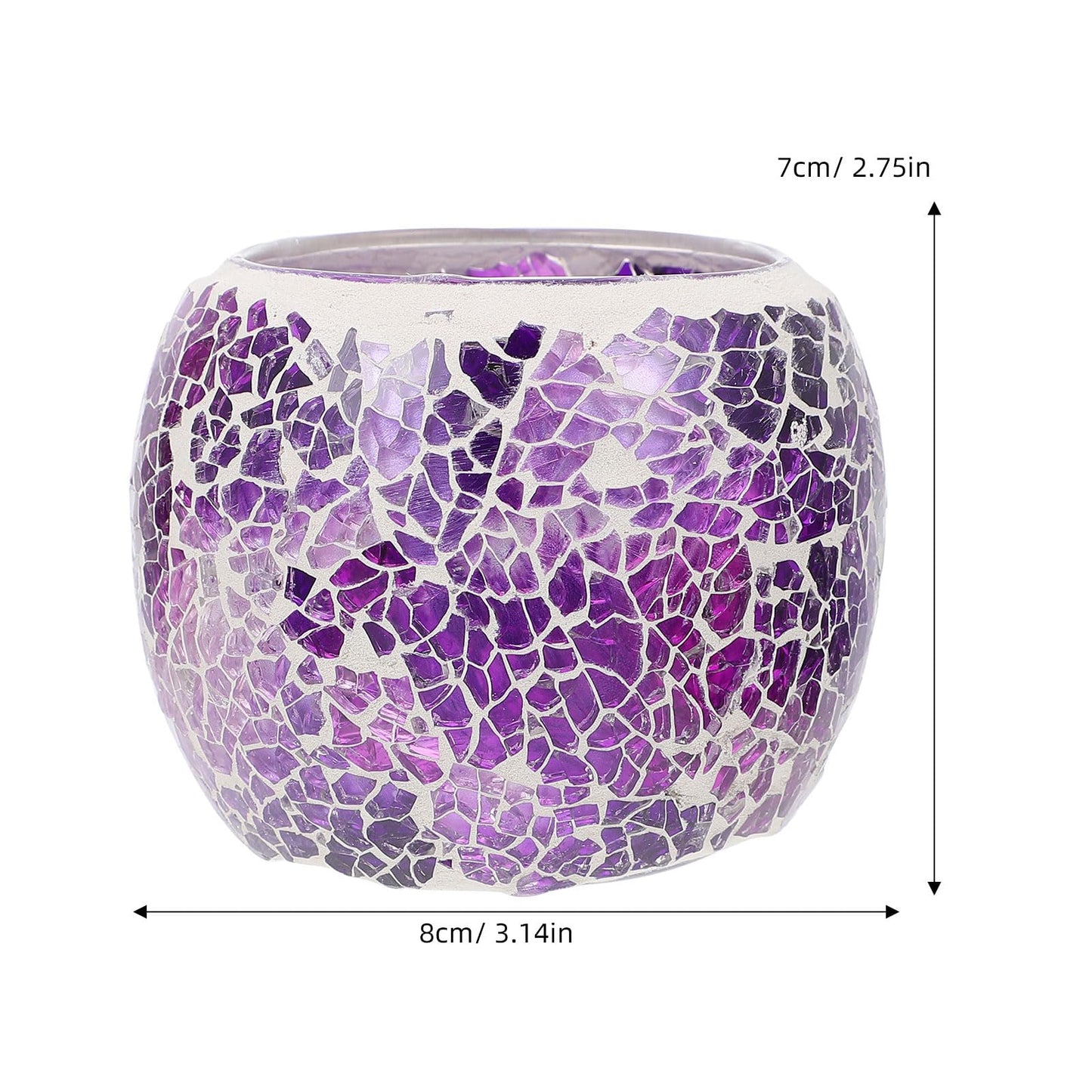 Alasum European Mosaic Glass Candlestick Holder, Purple Romantic Candlelight Dining Table Candle Holder for Home and Restaurant Decor
