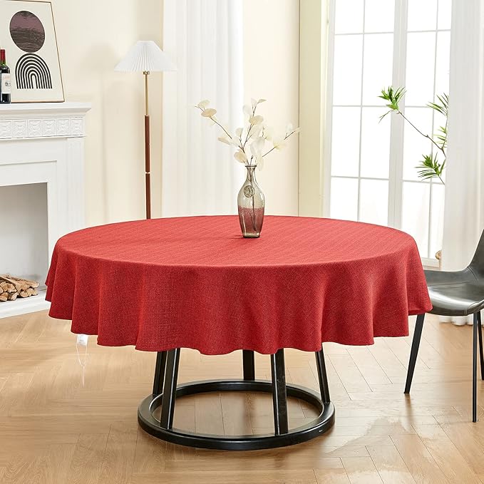 BALCONY & FALCON Round Tablecloth Washable Wrinkle Resistant and Water Proof