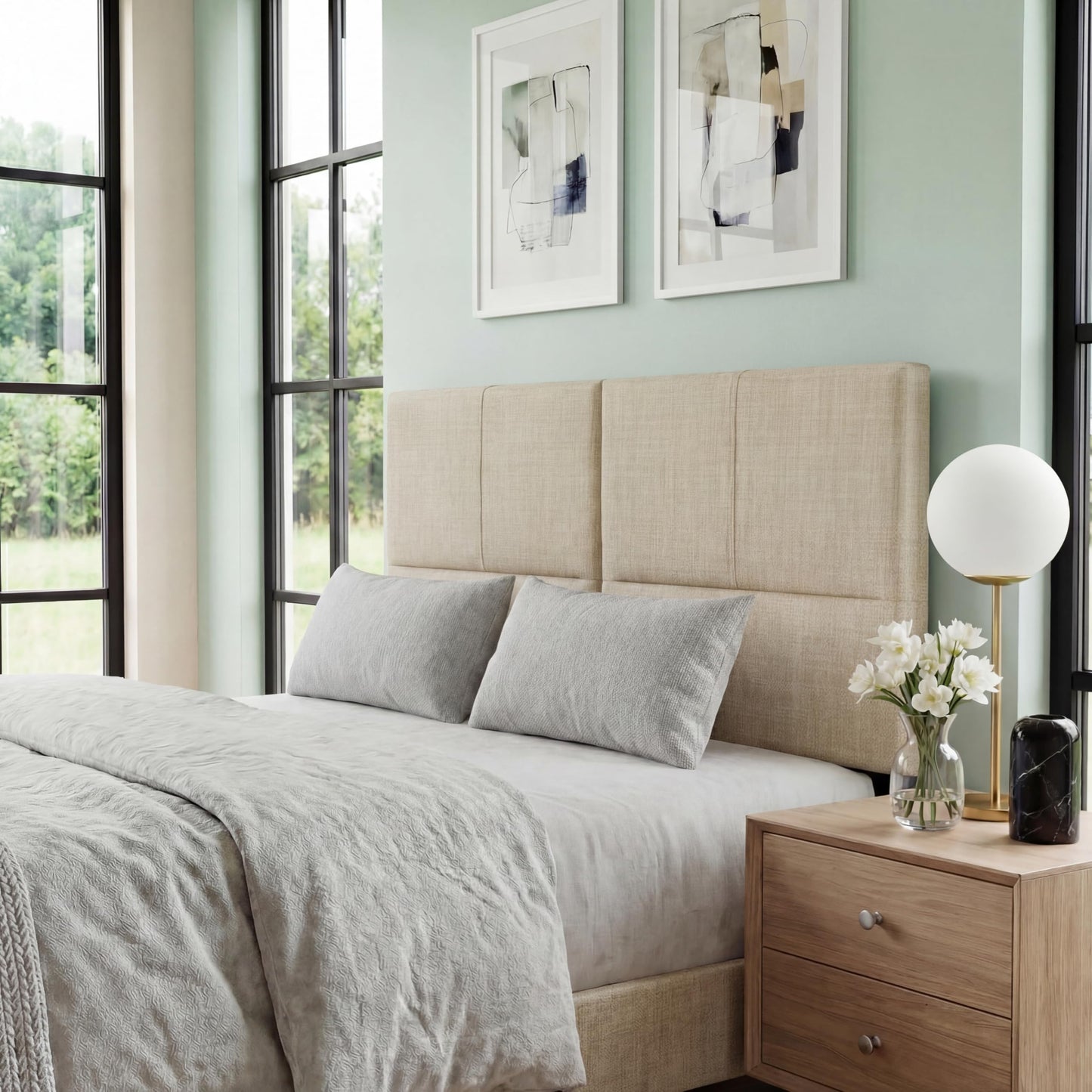 Yongchuang King Size Headboard Only, Modern Linen Upholstered King Bed Headboard with Adjustable Height Oatmeal