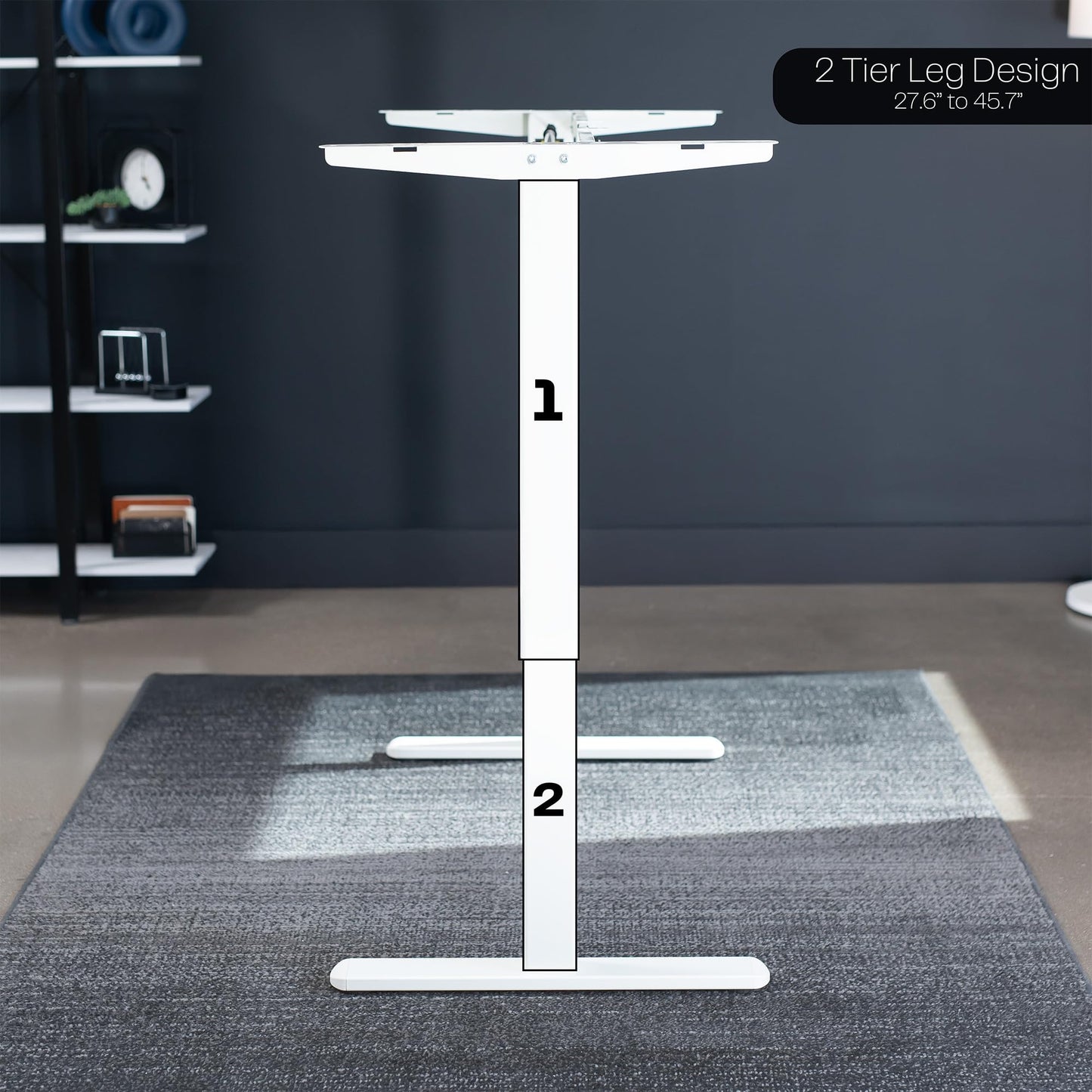 VIVO Electric Stand Up Desk Frame Workstation, Single Motor Ergonomic Standing Height Adjustable Base with Simple Controller, White, DESK-V100EW