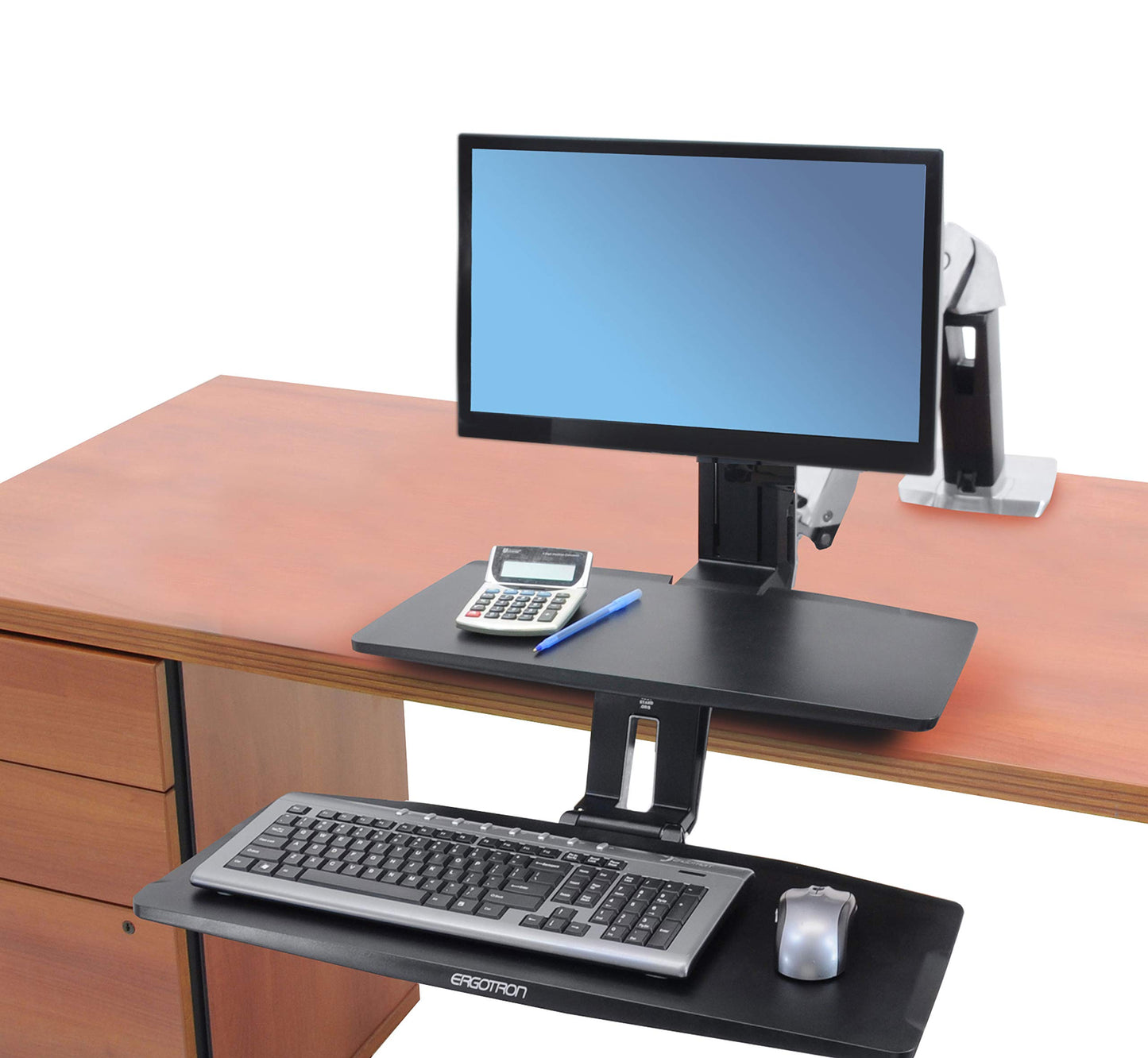 Ergotron – WorkFit-A HD Single Monitor Standing Desk Converter, Sit-Stand Workstation for Tabletops – 10 to 20 lbs, Suspended Keyboard Tray